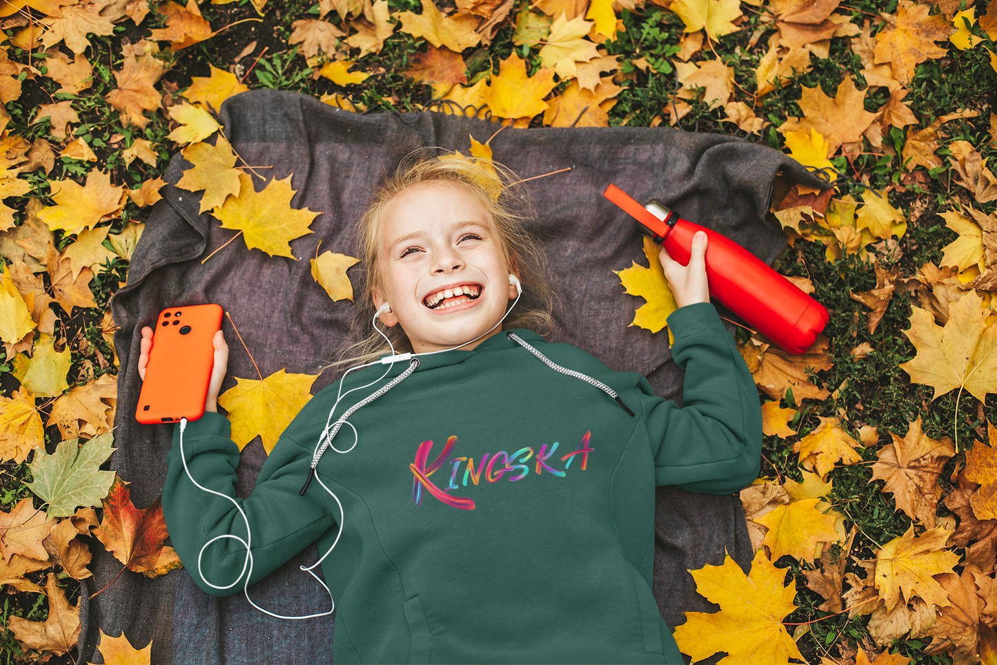 Bluza dziecięca logo Kingska zielona