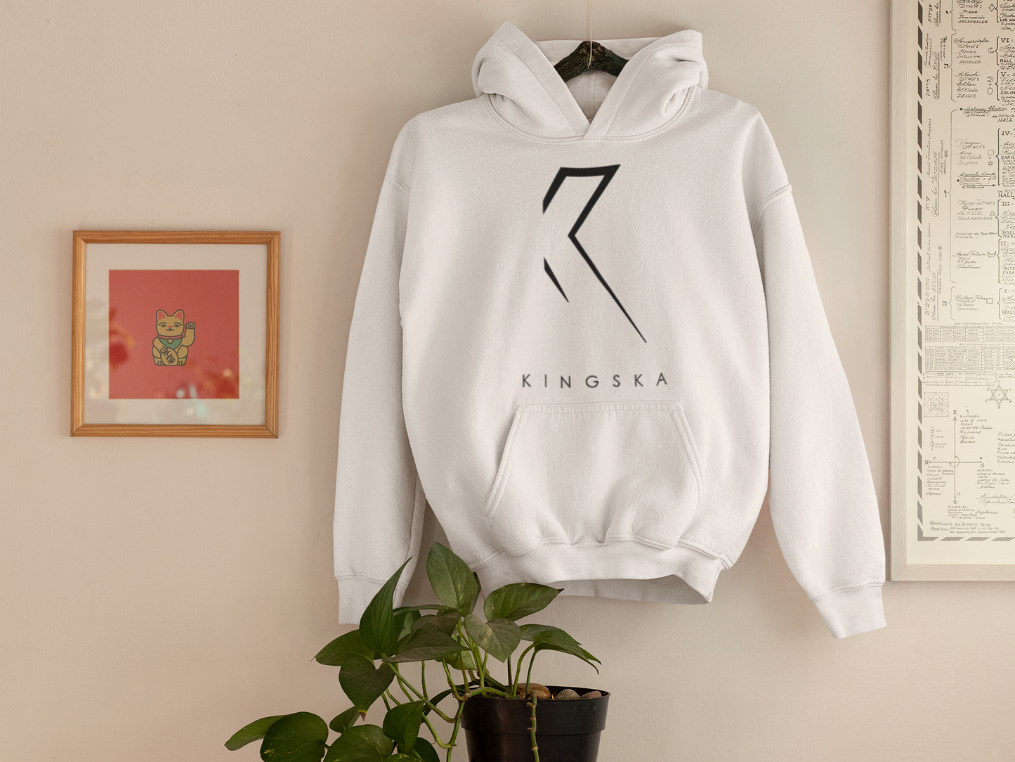 Biała bluza duże logo czarne Kingska