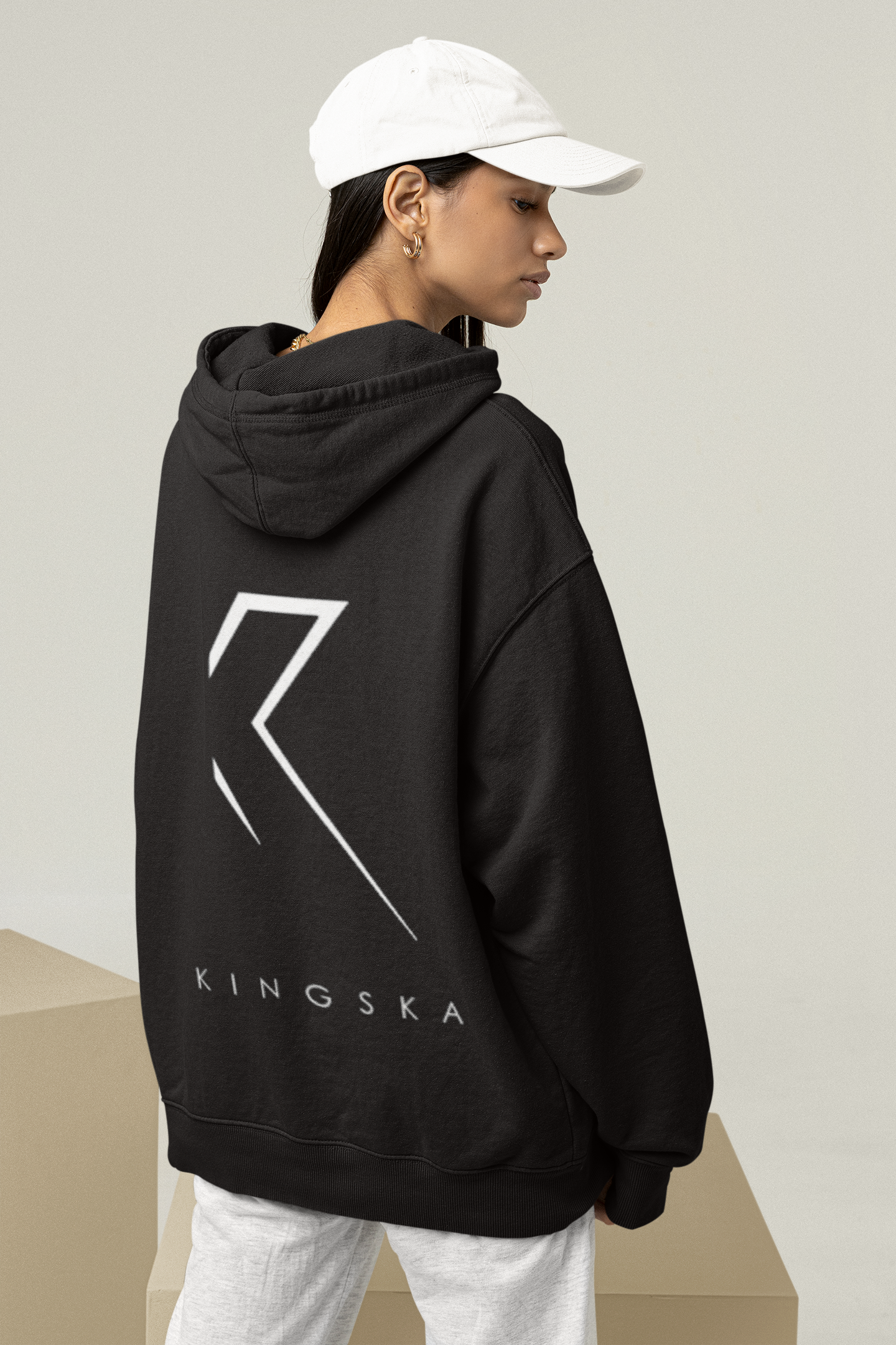 Bluza oversize czarna logo Kingska plecy