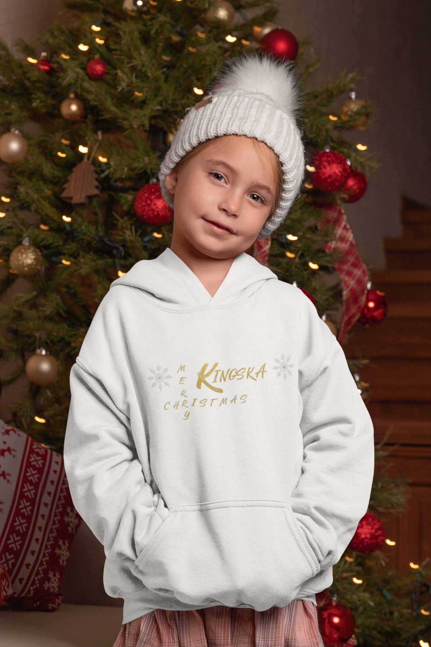 Bluza biała dziecięca edycja świąteczna złote logo