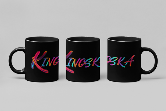 Kubek 11 oz czarny logo Kingska 2