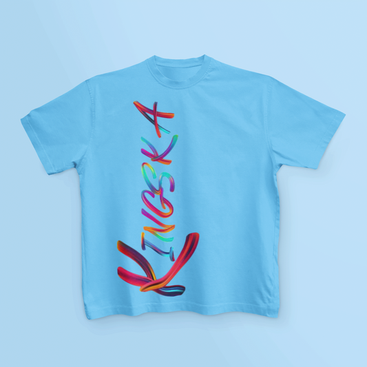 T-shirt dziecięcy niebieski Kingska logo pionowe