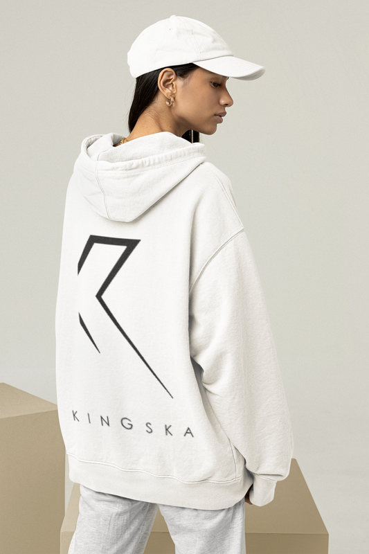 Bluza oversize biała logo Kingska plecy